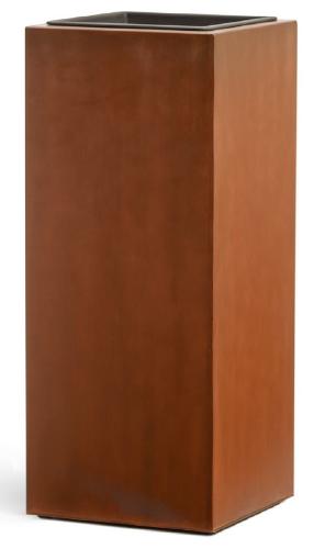 Кашпо TREEZ Effectory Corten Steel Высокий куб Бархатистая окись в-72 см 30х30 см