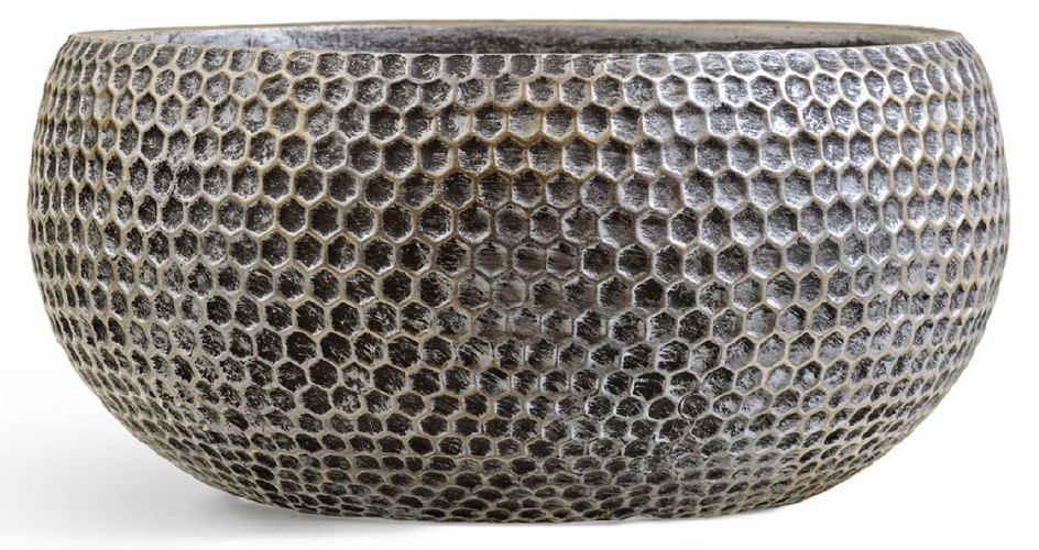 Кашпо Treez ERGO Oriental Низкая полусфера Серебро с золотой патиной в-14 см, д-28 см