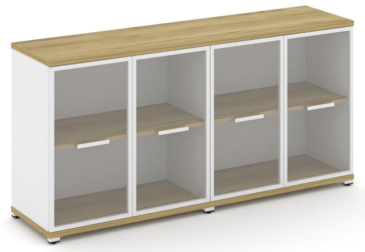 Шкаф две широкие секции, 2 нишии (4 фасада стекло прозрачное в раме, 2 ниши) CN.STS-223 RP B/W