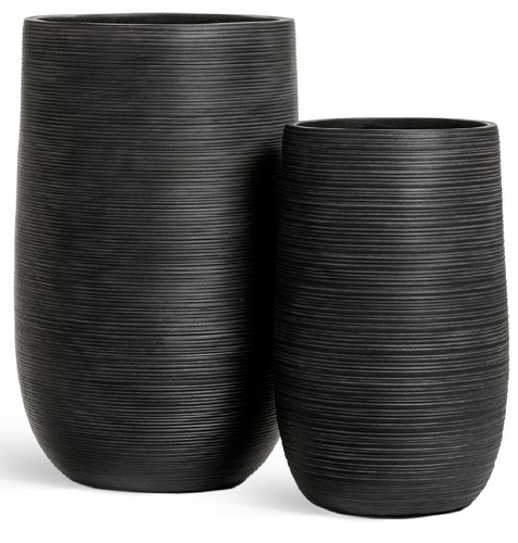 Кашпо TREEZ ERGO TreeLine Высокая округлая чаша Антрацит в-80, д-50 см