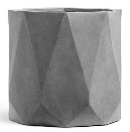 Кашпо TREEZ ERGO Rombo Цилиндр-многогранник Светло-серый камень д-57, в-52 см