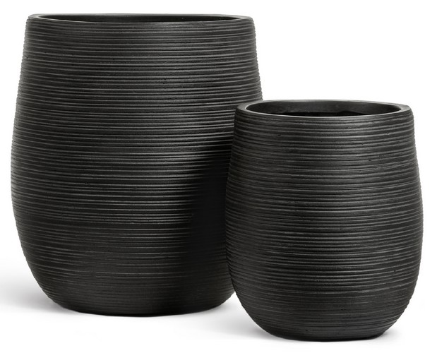 Кашпо TREEZ ERGO TreeLine Округлая чаша Антрацит в-50, д-45 см