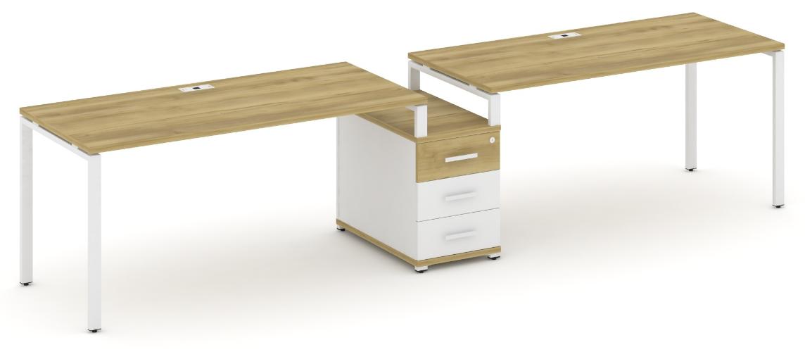 Рабочая станция на 2 места с одной опорной тумбой CN.ORS-304 B/W