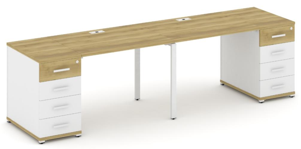 Рабочая станция на 2 места с двумя опорными тумбами CN.ORS-409 B/W