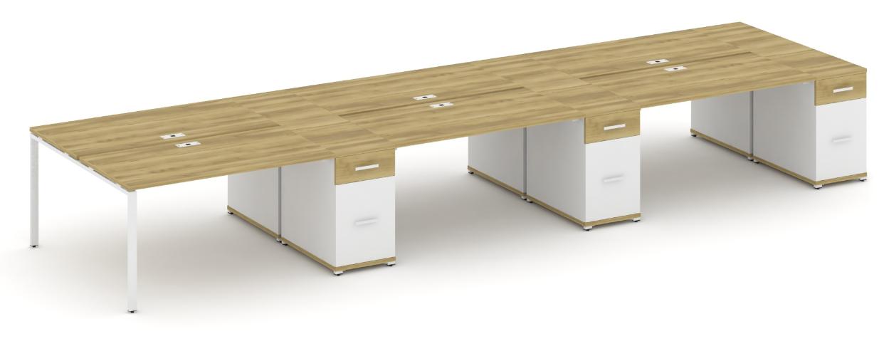 Рабочая станция на 6 мест с четыремя опорными тумбами CN.DRS-463 B/W