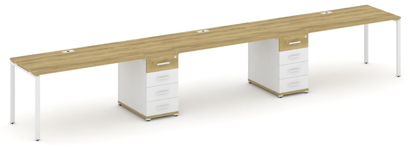 Рабочая станция на 3 места с двумя опорными тумбами CN.ORS-435 B/W