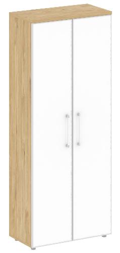 Шкаф высокий широкий (2 высоких фасада стекло лакобель белый в раме) SK.ST-1.10R white