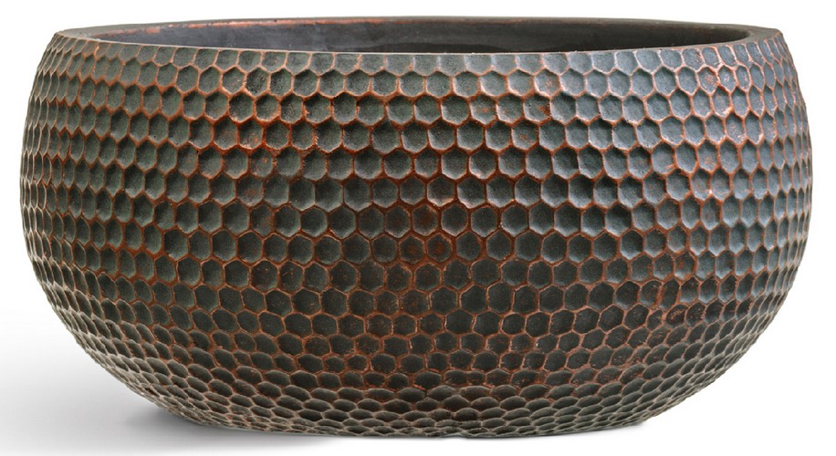 Кашпо Treez ERGO Oriental Низкая полусфера Окись с медной патиной  в-18, д-37 см