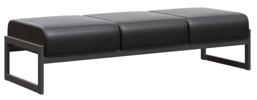 Банкетка трехместная на чёрном м/к MD.В3