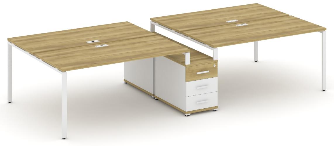 Рабочая станция на 4 места с двухсторонней опорной тумбой CN.DRS-312 B/W