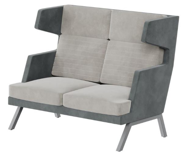 Диван двухместный высокий Aldo металл серый ALD-02