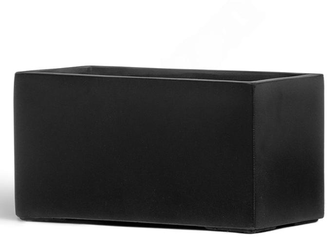 Кашпо TREEZ Effectory Black Stone Низкий узкий прямоугольник
