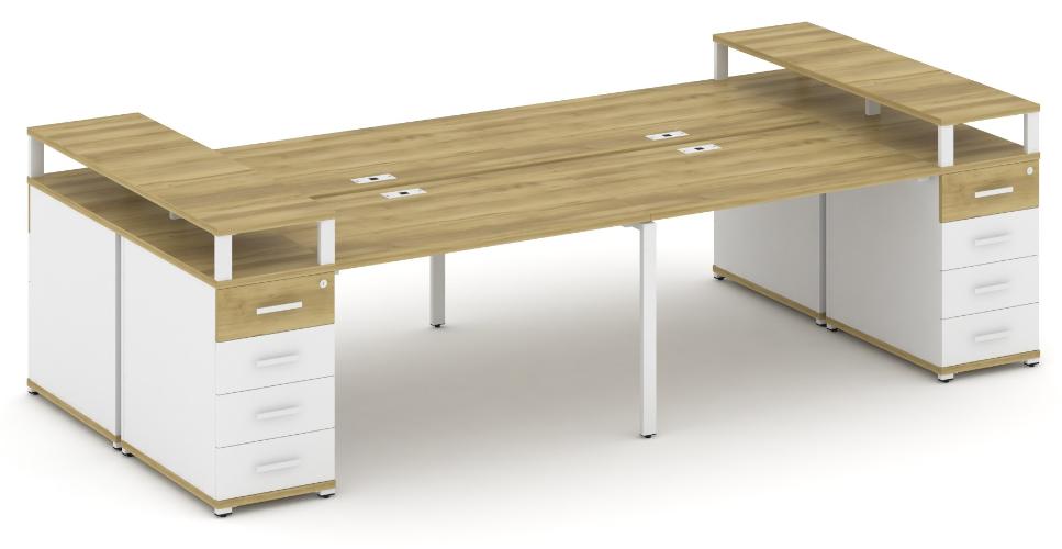 Рабочая станция на 6 мест с шестью опорными тумбами CN.DRS-442 B/W