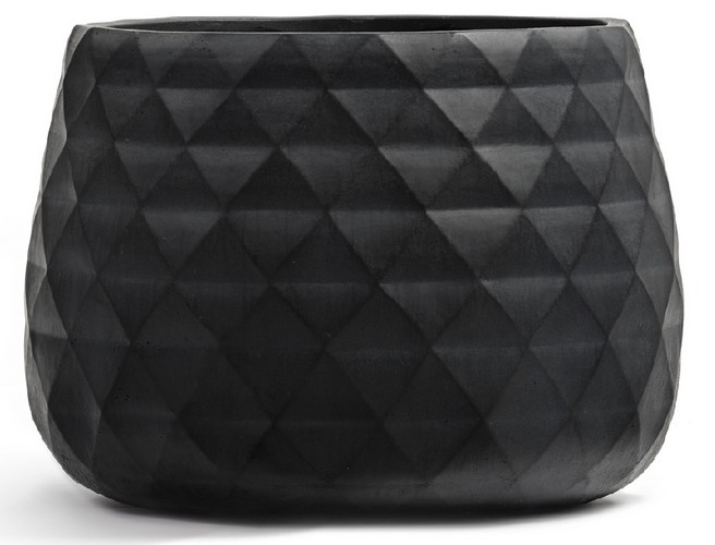 Кашпо TREEZ ERGO Diamond Низкая чаша Антрацит д-52, в-37 см