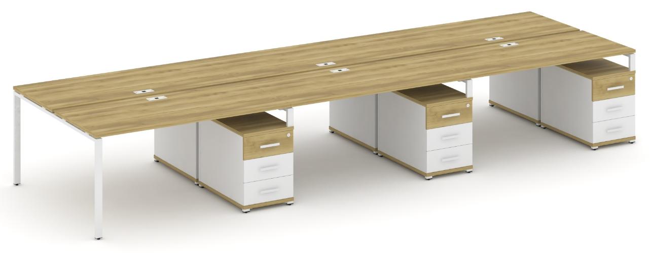 Рабочая станция на 6 мест с тремя двухсторонними опорными тумбами CN.DRS-352 B/W