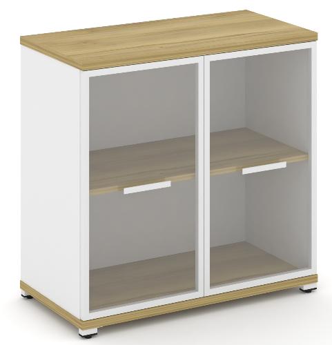 Шкаф две широкие секции, 2 ниши (2 фасада стекло прозрачное в раме, 2 ниши) CN.STS-213 RP B/W