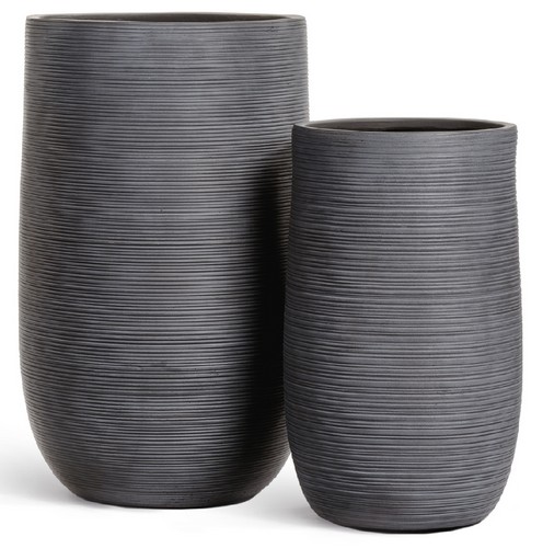 Кашпо TREEZ ERGO TreeLine Высокая округлая чаша Дымчато-серый бетон в-64, д-40 см