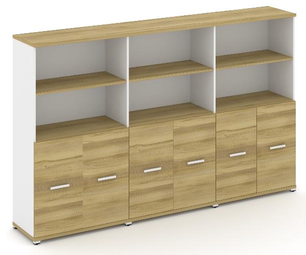 Шкаф три широкие секции, 4 ниши (6 фасадов ЛДСП, 2 ниши) CN.STS-431 B/W