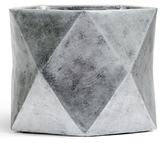 Кашпо TREEZ ERGO Rombo Многогранник Состаренное серебро д-55 см, в-44 см
