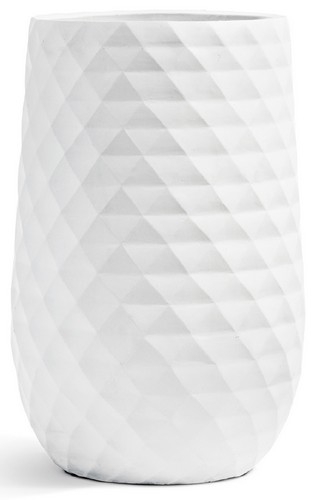 Кашпо TREEZ ERGO Diamond Высокая округлая чаша Белый камень д-31, в-55 см