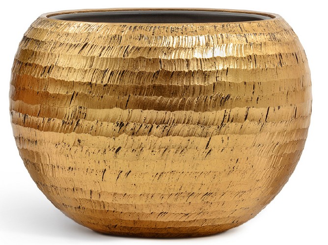 Кашпо TREEZ Effectory Metal Полусфера Чеканное золото д-40 см, в-32 см