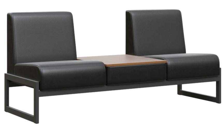 Диван двухместный со столиком универсальный на чёрном м/к MD.D2-ST2