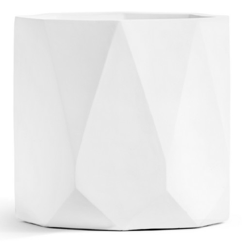 Кашпо TREEZ ERGO Rombo Цилиндр-многогранник Белый камень д-57 см, в-52 см