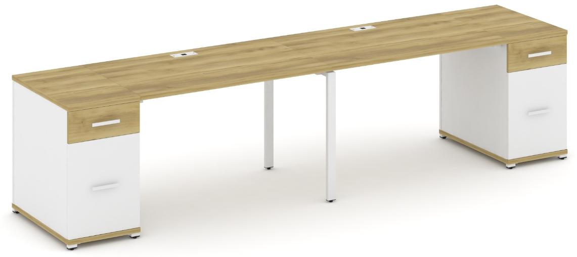Рабочая станция на 2 места с двумя опорными тумбами CN.ORS-414 B/W