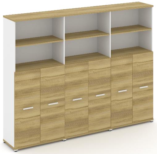 Шкаф три широкие секции, 5 ниш (6 фасадов ЛДСП, 3 ниши) CN.STS-534 W