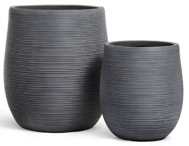 Кашпо TREEZ ERGO TreeLine Округлая чаша Дымчато-серый бетон в-50, д-45 см