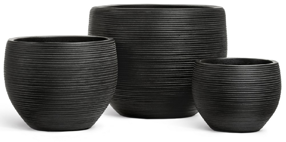 Кашпо TREEZ ERGO TreeLine Сферическая чаша Антрацит в-29, д-36 см