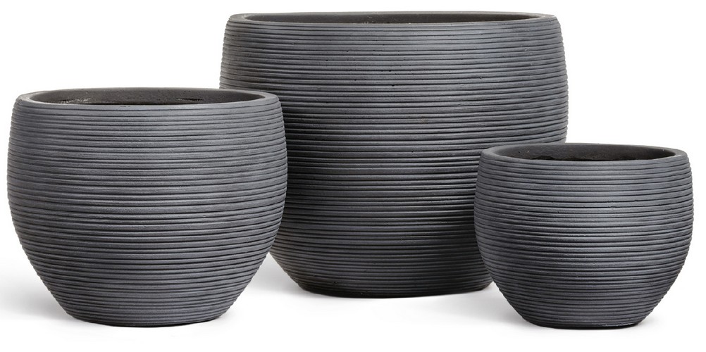 Кашпо TREEZ ERGO TreeLine Сферическая чаша Дымчато-серый бетон в-22, д-28 см