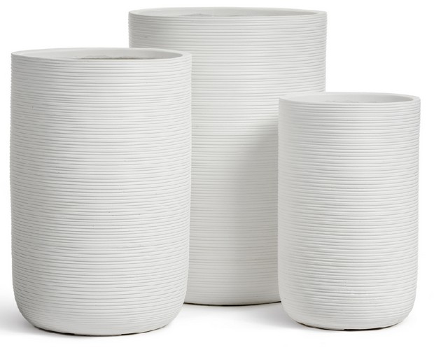 Кашпо TREEZ ERGO TreeLine Высокий цилиндр Белый камень в-56, д-37 см