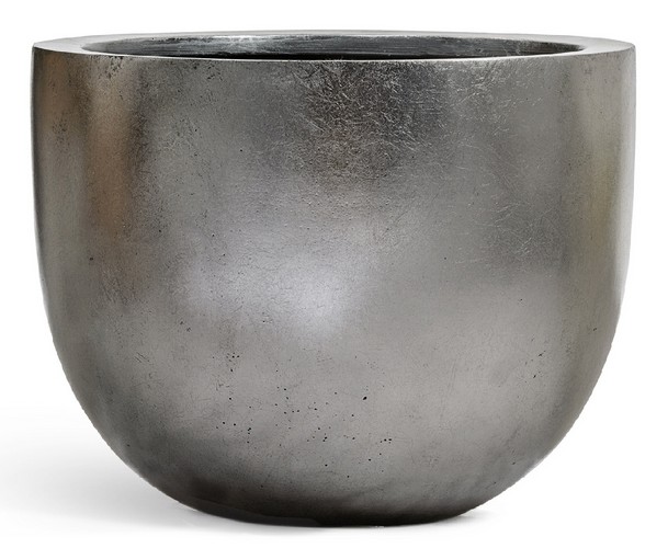 Кашпо TREEZ Effectory Metal Низкая конус-чаша Стальное серебро в-37, д-46 см