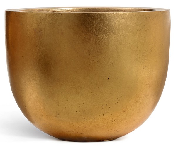 Кашпо TREEZ Effectory Metal Низкая конус-чаша Сусальное золото в-48, д-60 см