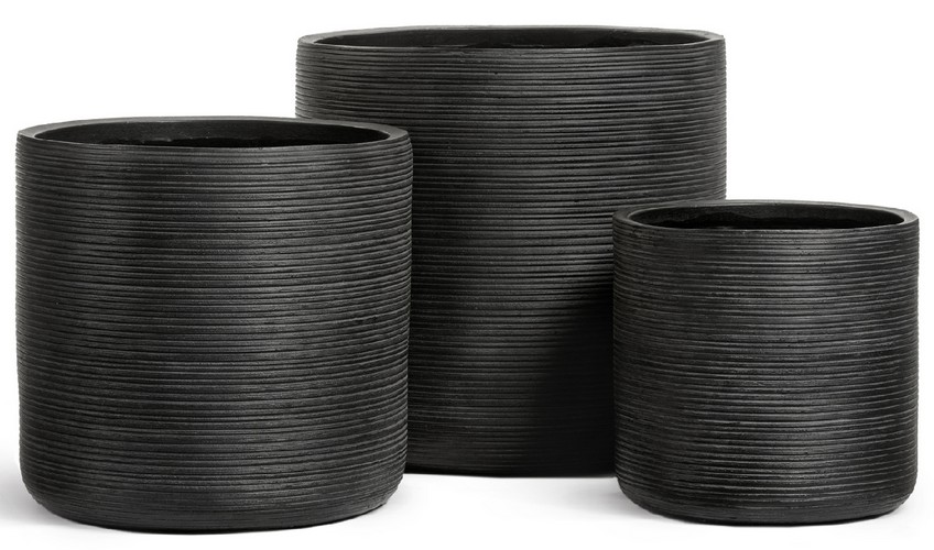 Кашпо TREEZ ERGO TreeLine Цилиндр Антрацит в-41, д-42 см