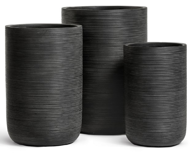 Кашпо TREEZ ERGO TreeLine Высокий цилиндр Антрацит в-63, д-44 см