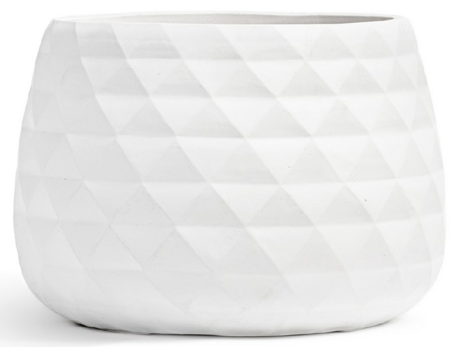 Кашпо TREEZ ERGO Diamond Низкая чаша Белый камень д-52, в-37 см