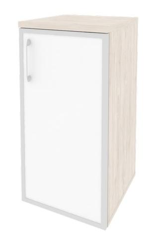 Шкаф низкий узкий правый (1 низкий фасад стекло лакобель в раме) O.SU-3.2 R (R) white