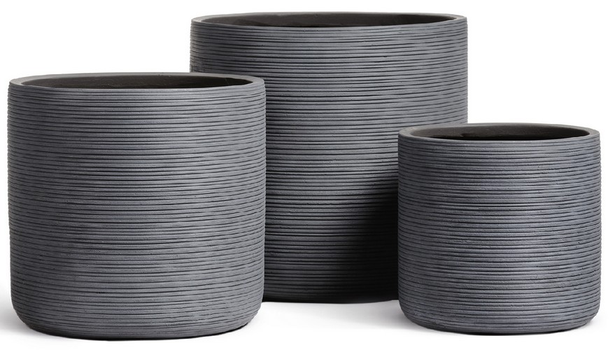 Кашпо TREEZ ERGO TreeLine Цилиндр Дымчато-серый бетон в-41, д-42 см