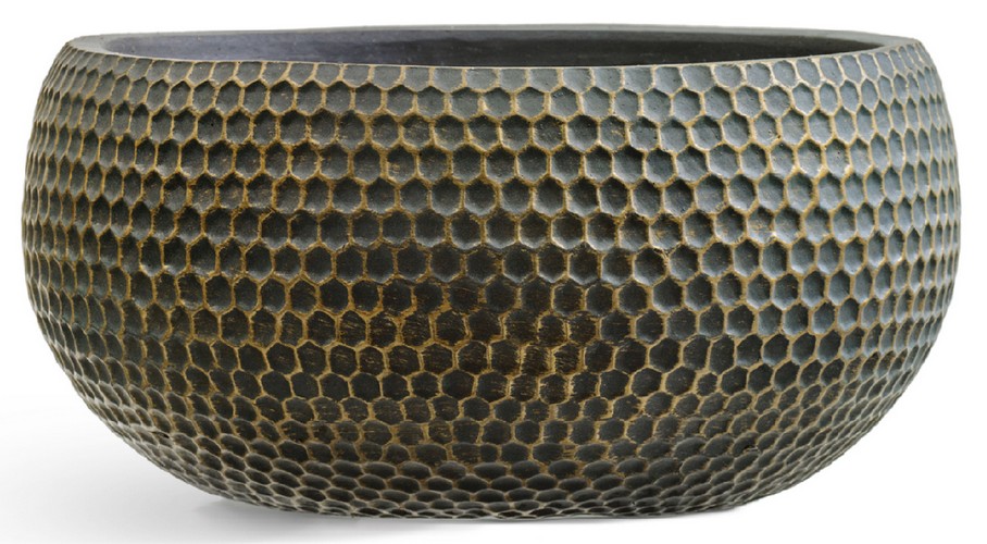 Кашпо Treez ERGO Oriental Низкая полусфера Окись с золотой патиной в-18, д-37 см