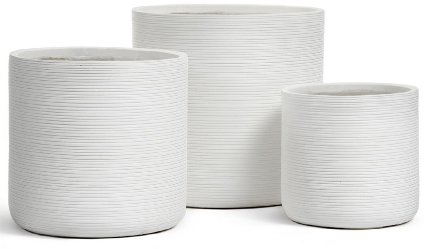 Кашпо TREEZ ERGO TreeLine Цилиндр Белый камень в-49, д-50 см