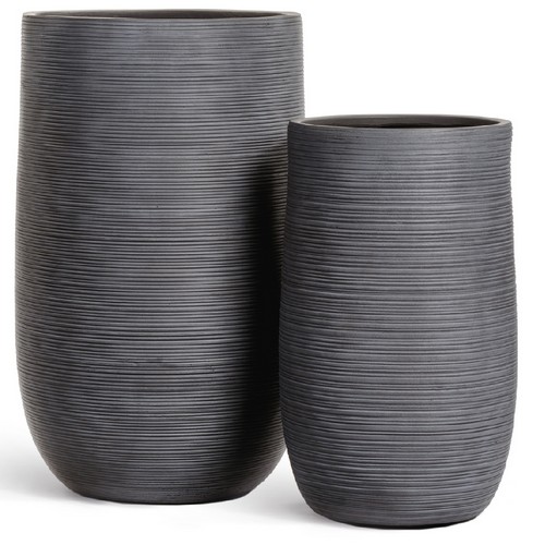 Кашпо TREEZ ERGO TreeLine Высокая округлая чаша Дымчато-серый бетон в-80, д-50 см