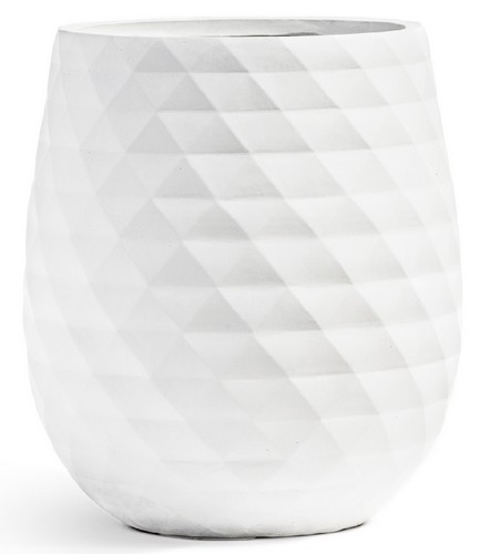 Кашпо TREEZ ERGO Diamond Округлая чаша Белый камень д-44, в-50 см