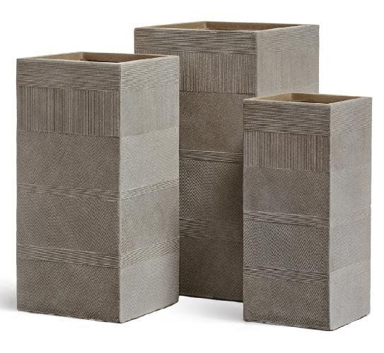 Кашпо TREEZ ERGO Graphics Высокий куб Капучино ш-26х26, в-60