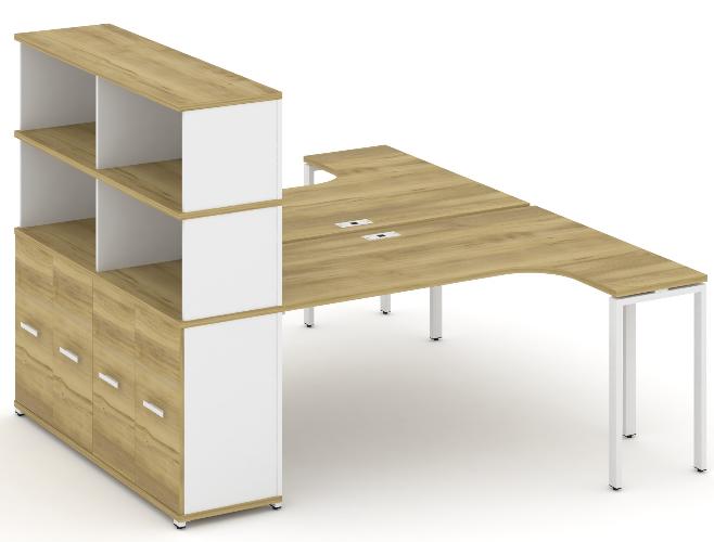 Рабочая станция с опорным распашным шкафом с надставкой высокой CN.DSA-216 B/W