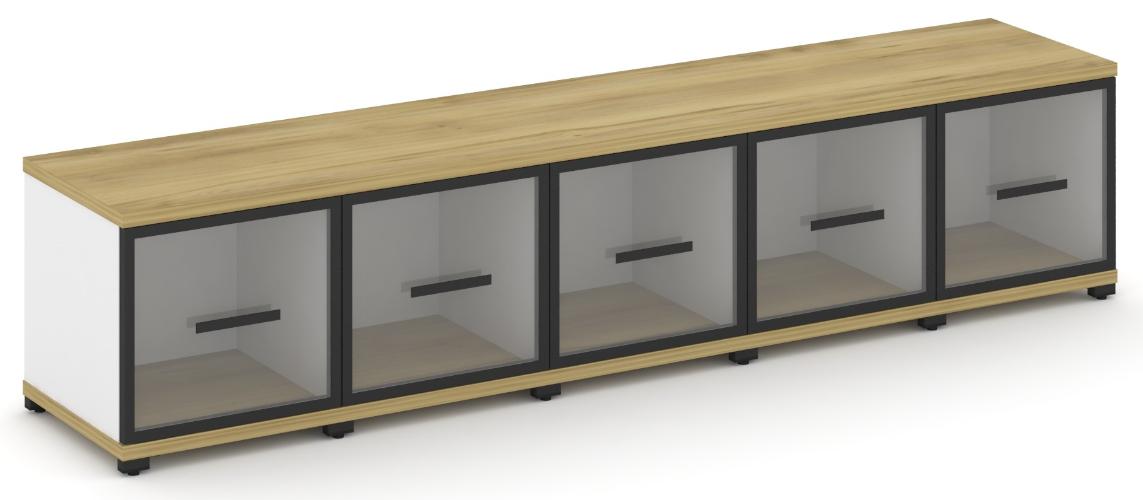 Шкаф пять узких секций, 1 ниша (5 фасадов стекло прозрачное в раме, 1 ниша) CN.STU-153 RP B/W