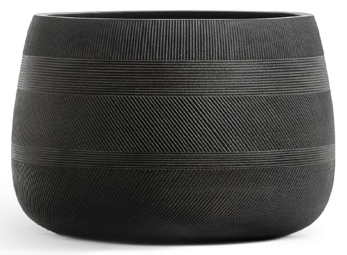Кашпо TREEZ ERGO Graphics Низкая чаша Чёрный графит в-37, д-55 см