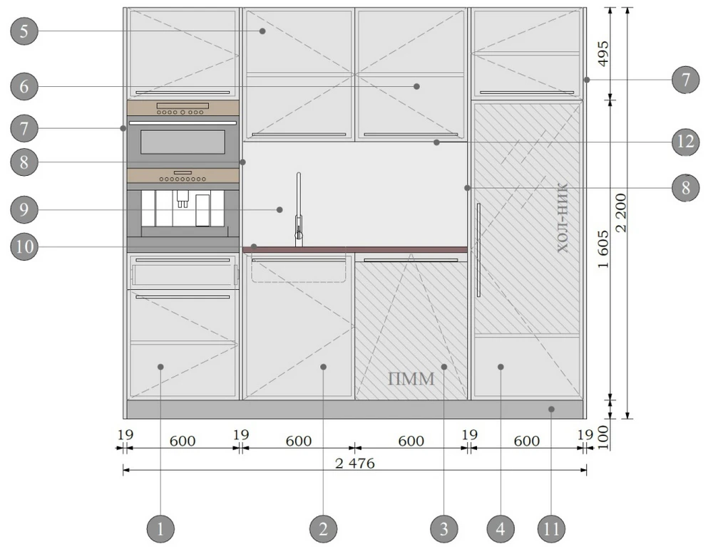 Схема компоновки офисной кухни BUSINESS